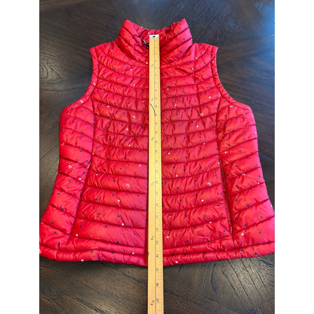 Tommy Hilfiger Womens Red Quilted Puffer Vest Star Print Full Zip Size Large - Picture 14 of 15